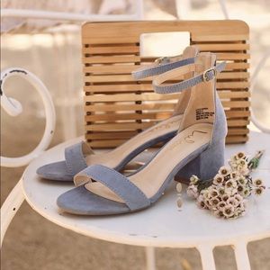 Lulus Blue Suede Ankle Strap Heels